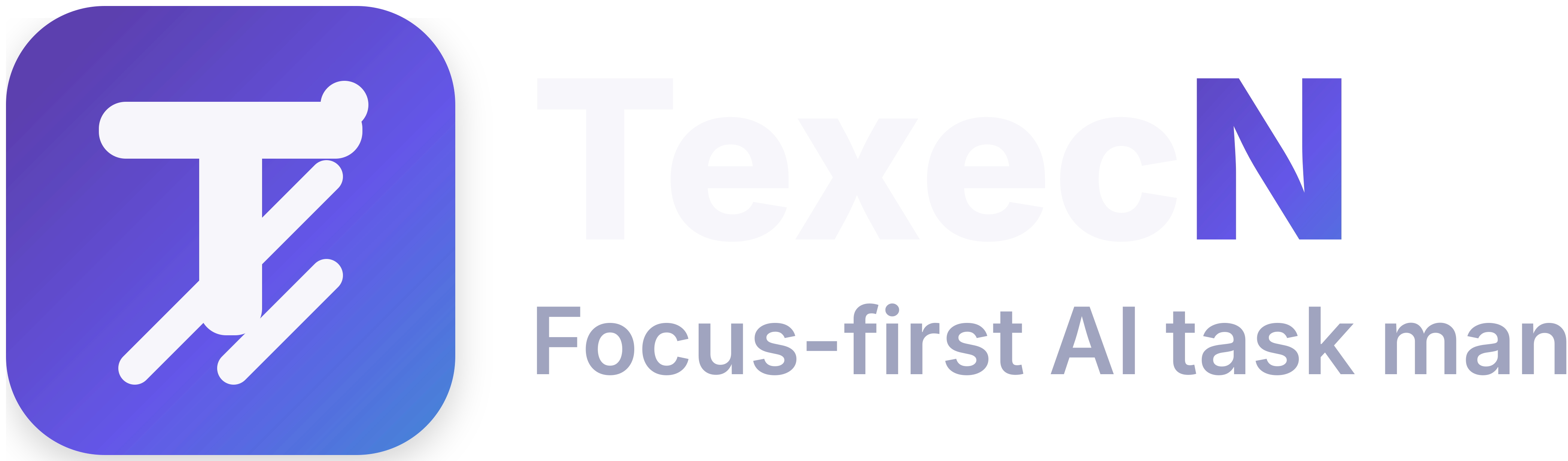 TexecN wordmark with gradient execution mark