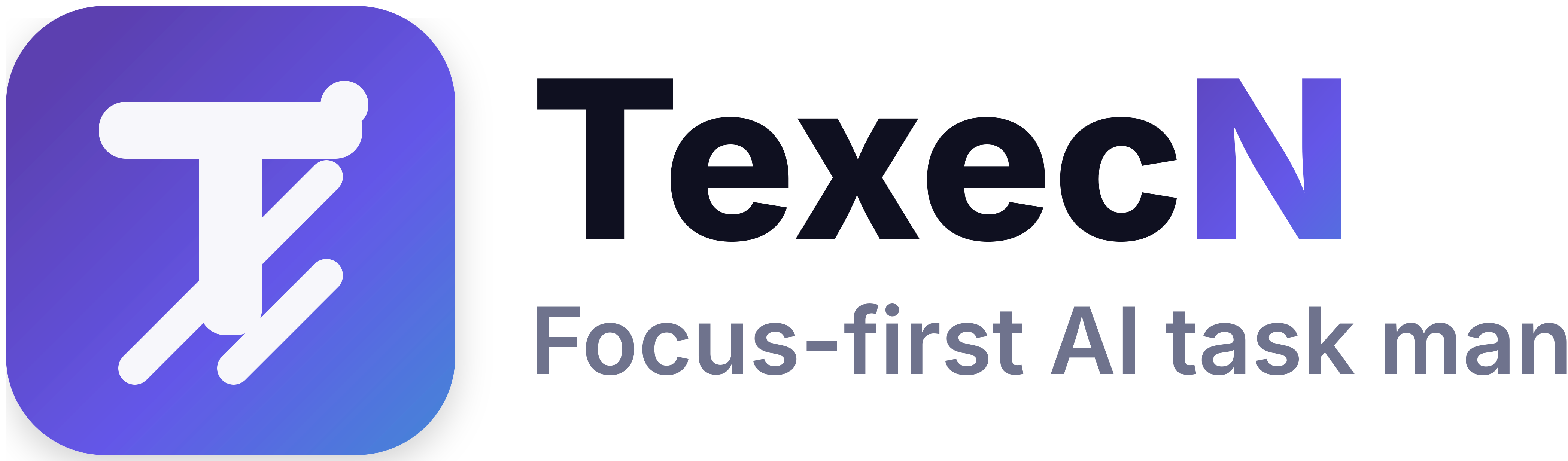 TexecN wordmark with gradient execution mark